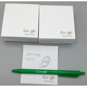 Google Advertising Green Ballpoint Pen & Sticky Note Pads Retro Serif Logo SWAG